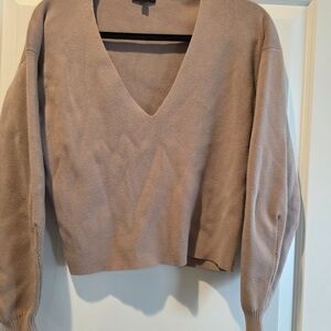 V-Neck Taupe Sweater Dynamite